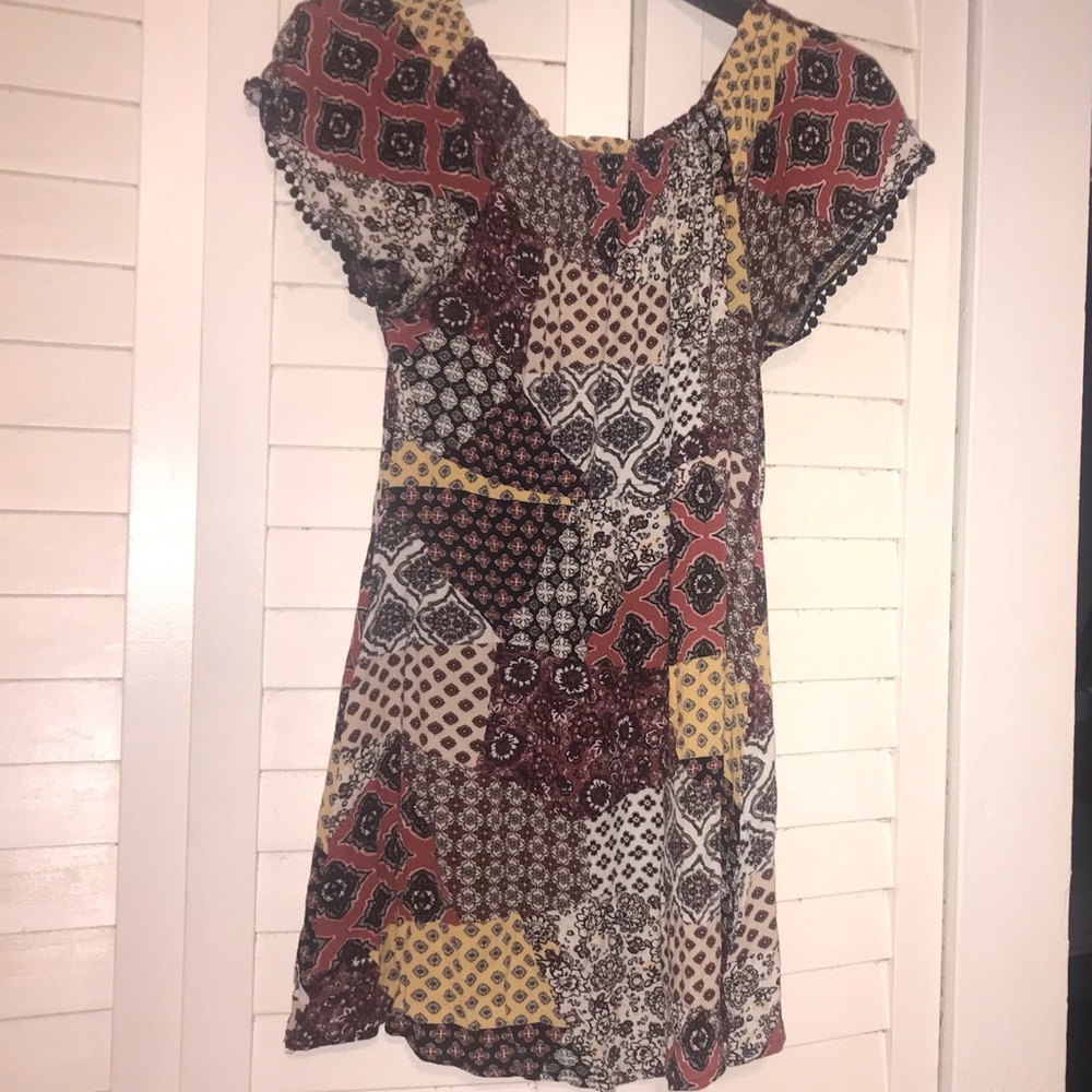 Cutes Summer Dress large Print Short Sleeve Boho Dress